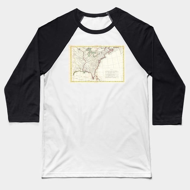 Thirteen Colonies Vintage Map (1776) Baseball T-Shirt by Bravuramedia